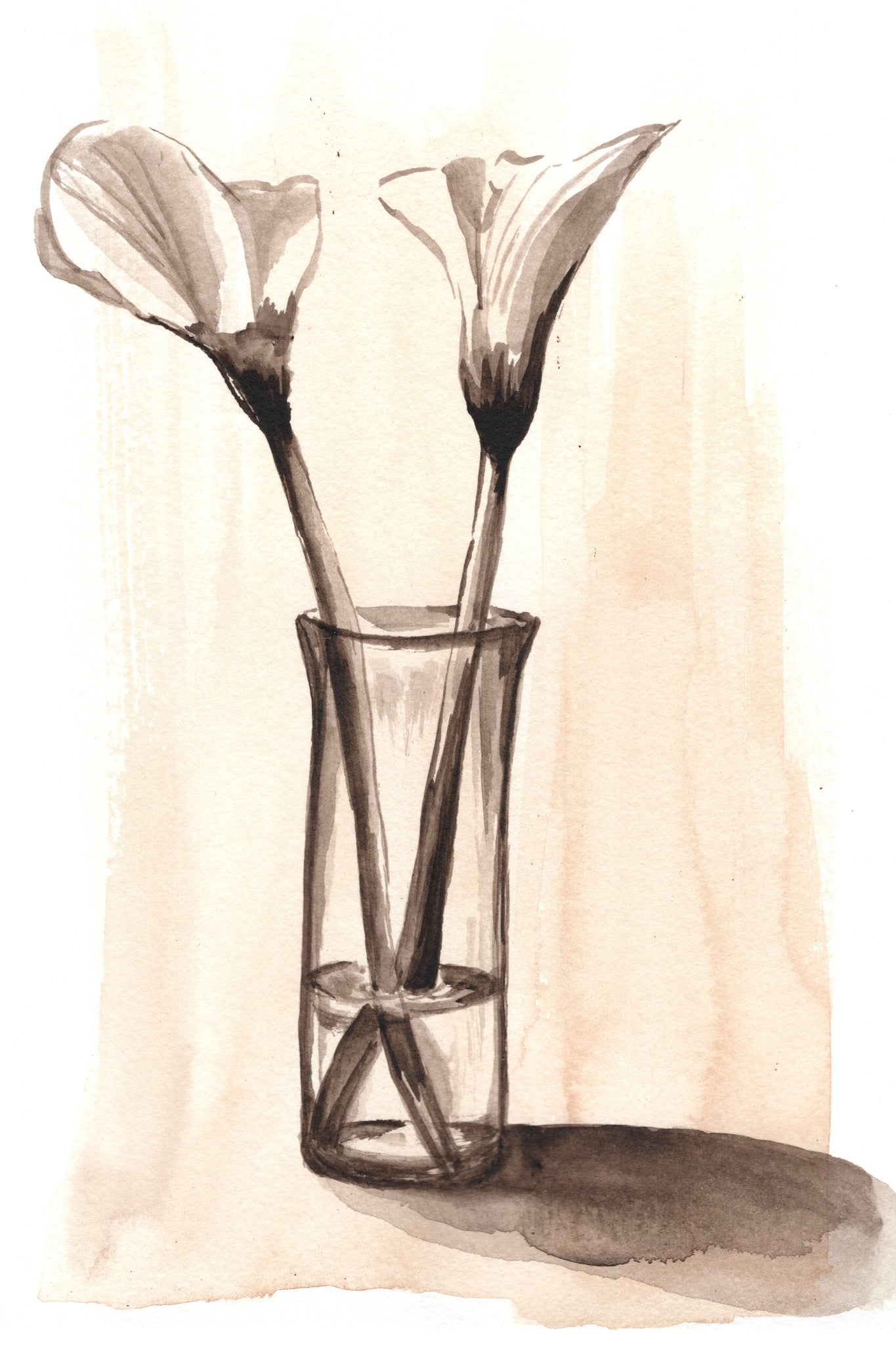 Lilies in Vase Watercolor