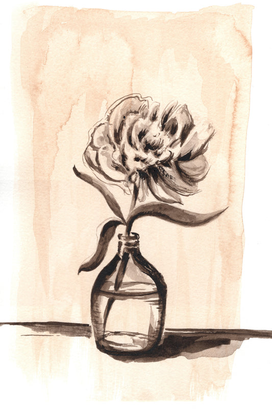 Rose in Vase Watercolor