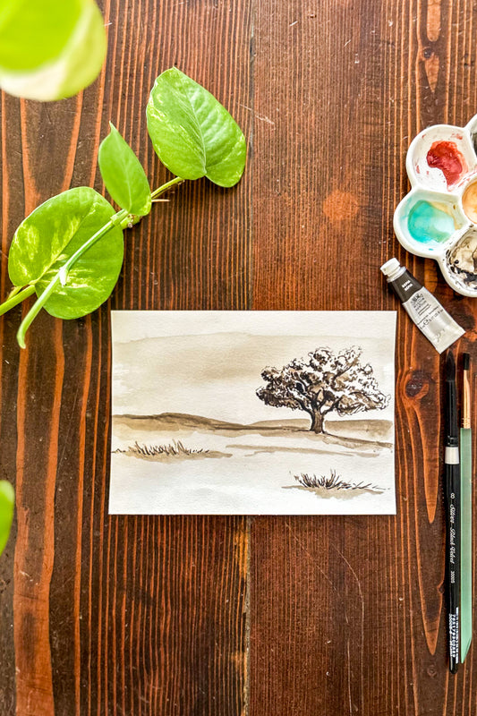 California Valley Oak Watercolor